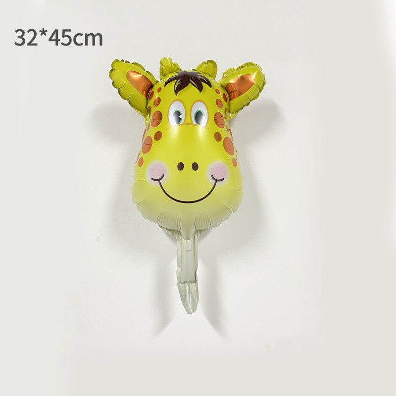 Balon din Folie Metalizata, Flippy, Mini Figurine Animalute, Model Girafa, Tematica Aniversare, 32x45 cm, Ambalaj Individual, Pai Inclus, Umflare cu Aer sau Heliu, Multicolor [5]