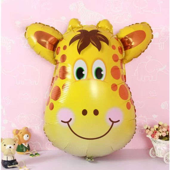 Balon din Folie Metalizata, Flippy, Mini Figurine Animalute, Model Girafa, Tematica Aniversare, 32x45 cm, Ambalaj Individual, Pai Inclus, Umflare cu Aer sau Heliu, Multicolor [6]