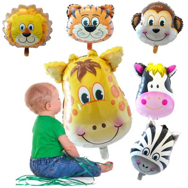 Balon din Folie Metalizata, Flippy, Mini Figurine Animalute, Model Girafa, Tematica Aniversare, 32x45 cm, Ambalaj Individual, Pai Inclus, Umflare cu Aer sau Heliu, Multicolor [7]