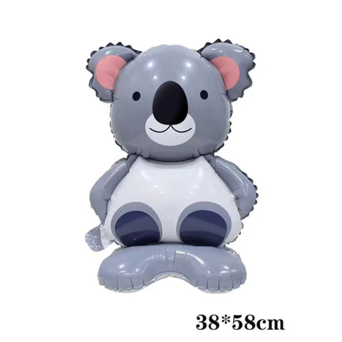 Balon din Folie Metalizata, Flippy, Mini Figurine Animalute, Model Koala, Tematica Aniversare, 38x58 cm, Ambalaj Individual, Pai Inclus, Umflare cu Aer sau Heliu, Multicolor [6]