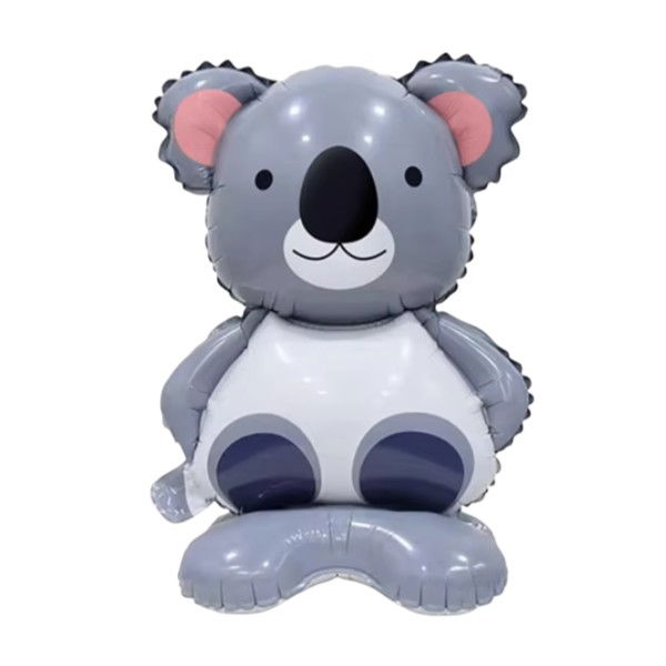 Balon din Folie Metalizata, Flippy, Mini Figurine Animalute, Model Koala, Tematica Aniversare, 38x58 cm, Ambalaj Individual, Pai Inclus, Umflare cu Aer sau Heliu, Multicolor [1]