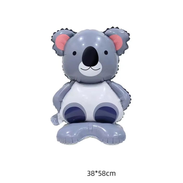 Balon din Folie Metalizata, Flippy, Mini Figurine Animalute, Model Koala, Tematica Aniversare, 38x58 cm, Ambalaj Individual, Pai Inclus, Umflare cu Aer sau Heliu, Multicolor [4]