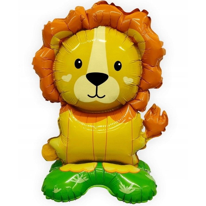 Balon din Folie Metalizata, Flippy, Mini Figurine Animalute, Model Leu, Tematica Aniversare, 39x58 cm, Ambalaj Individual, Pai Inclus, Umflare cu Aer sau Heliu, Multicolor [4]
