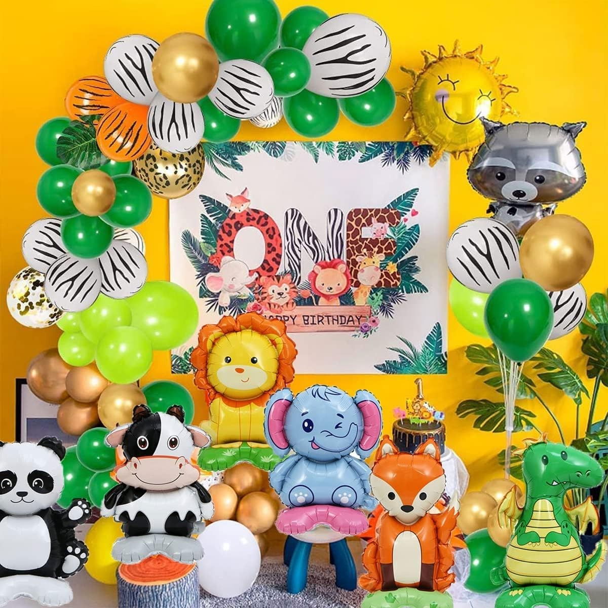 Balon din Folie Metalizata, Flippy, Mini Figurine Animalute, Model Leu, Tematica Aniversare, 39x58 cm, Ambalaj Individual, Pai Inclus, Umflare cu Aer sau Heliu, Multicolor [3]