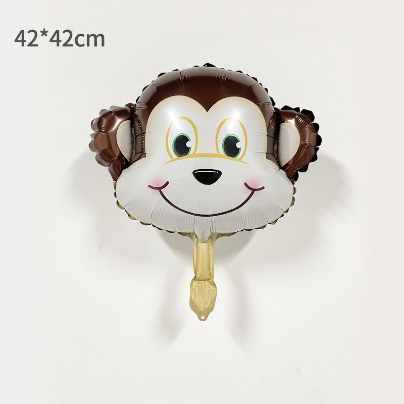 Balon din Folie Metalizata, Flippy, Mini Figurine Animalute, Model Maimutica, Tematica Aniversare, 42x42 cm, Ambalaj Individual, Pai Inclus, Umflare cu Aer sau Heliu, Multicolor [6]