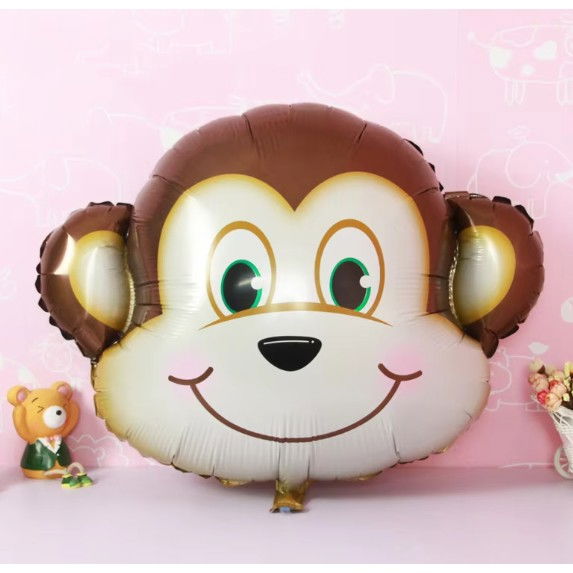 Balon din Folie Metalizata, Flippy, Mini Figurine Animalute, Model Maimutica, Tematica Aniversare, 42x42 cm, Ambalaj Individual, Pai Inclus, Umflare cu Aer sau Heliu, Multicolor [8]