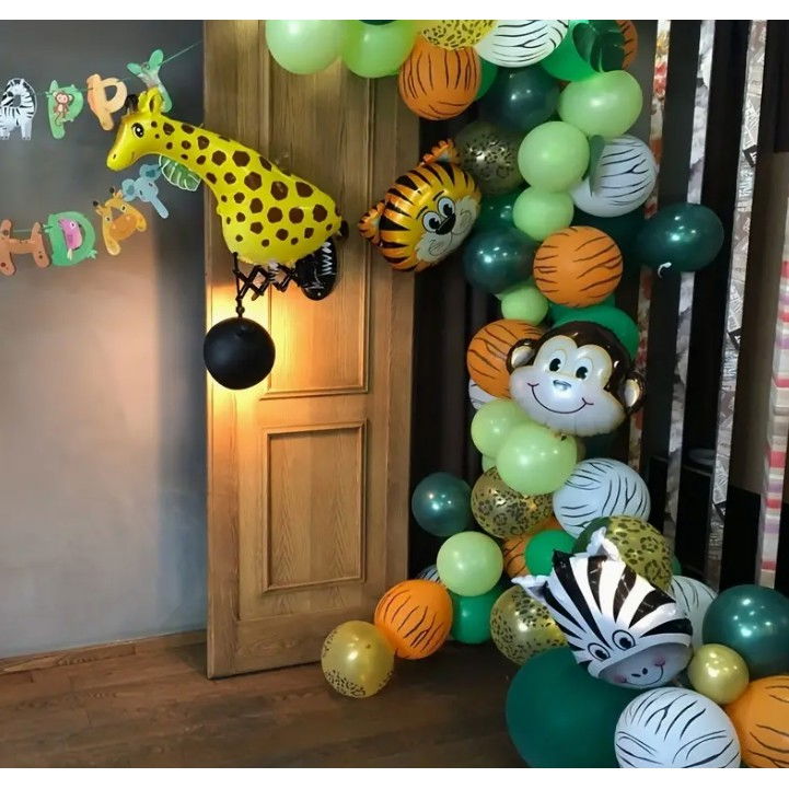 Balon din Folie Metalizata, Flippy, Mini Figurine Animalute, Model Maimutica, Tematica Aniversare, 42x42 cm, Ambalaj Individual, Pai Inclus, Umflare cu Aer sau Heliu, Multicolor [4]