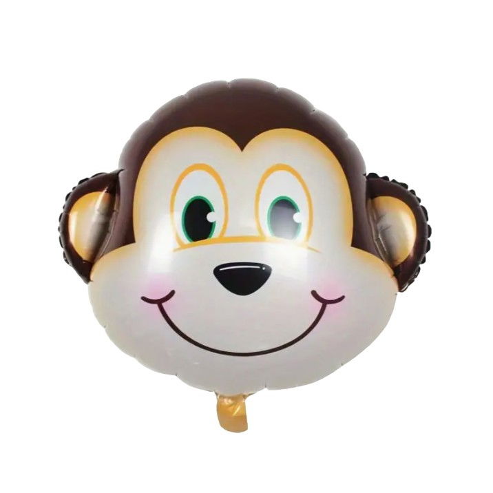 Balon din Folie Metalizata, Flippy, Mini Figurine Animalute, Model Maimutica, Tematica Aniversare, 42x42 cm, Ambalaj Individual, Pai Inclus, Umflare cu Aer sau Heliu, Multicolor [1]