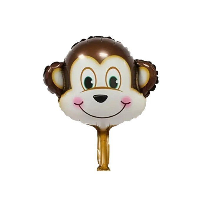 Balon din Folie Metalizata, Flippy, Mini Figurine Animalute, Model Maimutica, Tematica Aniversare, 42x42 cm, Ambalaj Individual, Pai Inclus, Umflare cu Aer sau Heliu, Multicolor [7]