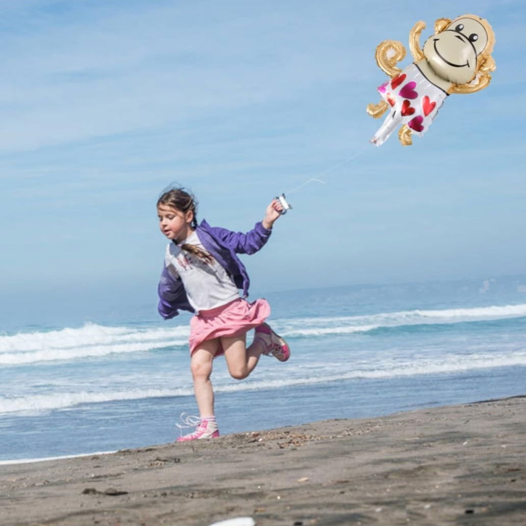 Balon din Folie Metalizata, Flippy, Mini Figurine Animalute, Model Maimutica, Tematica Aniversare, 45x28 cm, Ambalaj Individual, Pai Inclus, Umflare cu Aer sau Heliu, Multicolor [8]