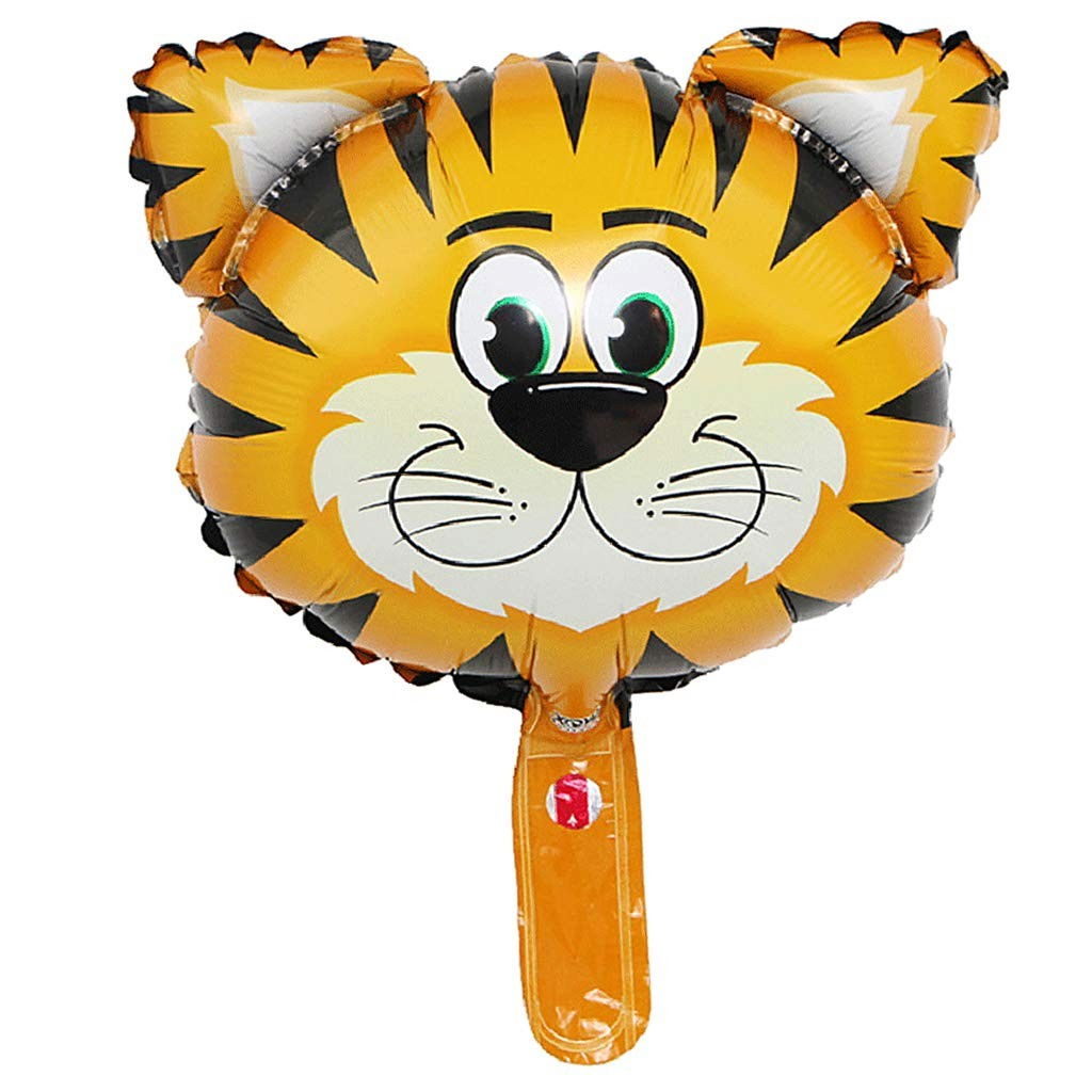 Balon din Folie Metalizata, Flippy, Mini Figurine Animalute, Model Tigru, Tematica Aniversare, 38x31 cm, Ambalaj Individual, Pai Inclus, Umflare cu Aer sau Heliu, Multicolor [4]