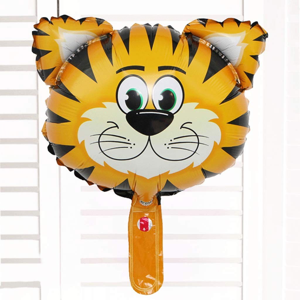 Balon din Folie Metalizata, Flippy, Mini Figurine Animalute, Model Tigru, Tematica Aniversare, 38x31 cm, Ambalaj Individual, Pai Inclus, Umflare cu Aer sau Heliu, Multicolor [2]