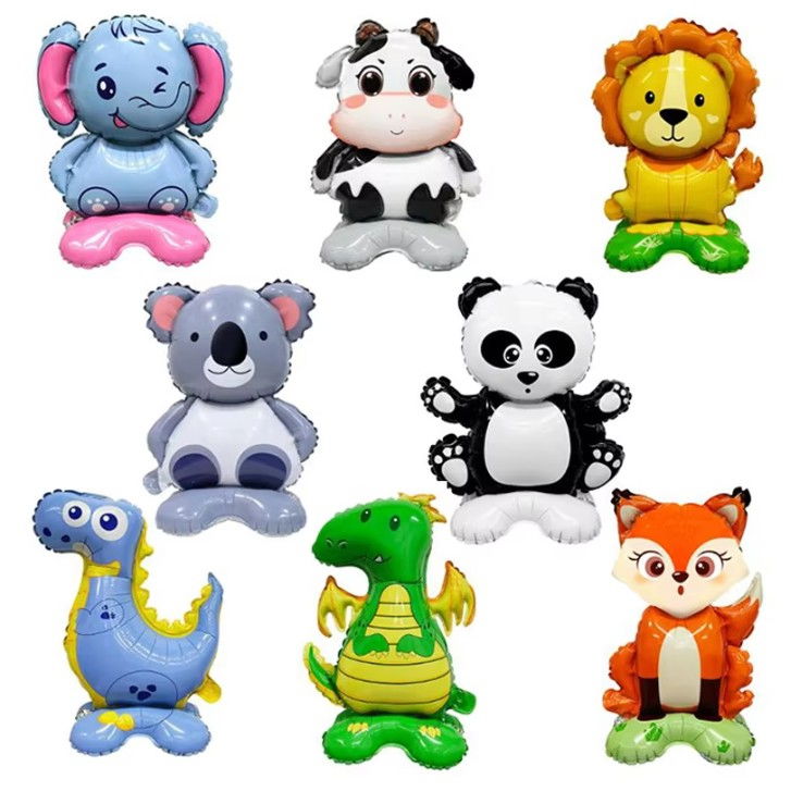 Balon din Folie Metalizata, Flippy, Mini Figurine Animalute, Model Vacuta, Tematica Aniversare, 38x58 cm, Ambalaj Individual, Pai Inclus, Umflare cu Aer sau Heliu, Multicolor [4]