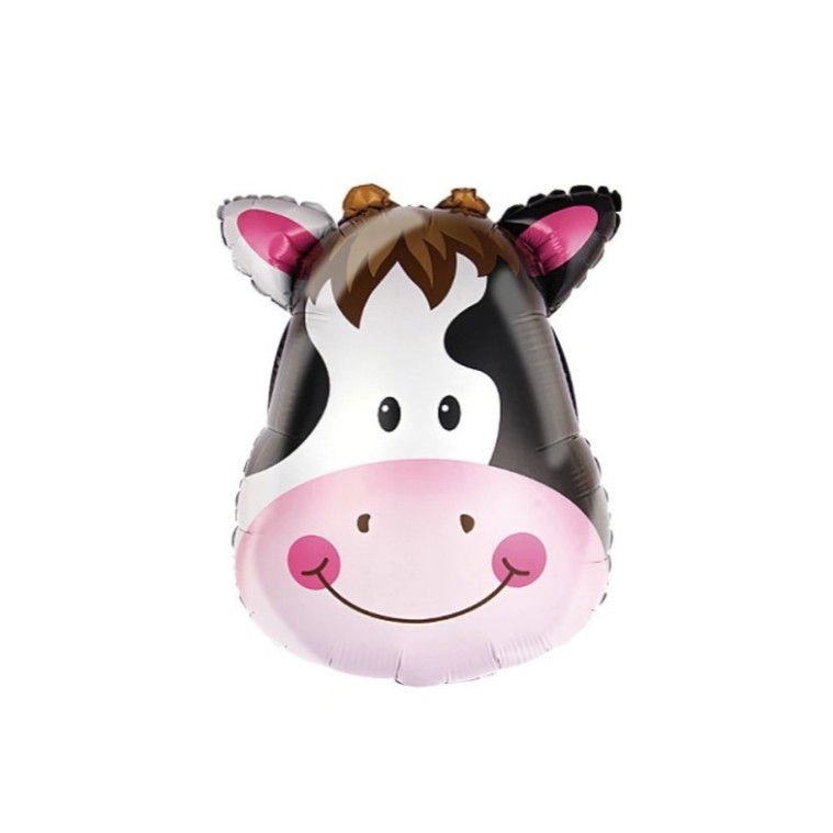 Balon din Folie Metalizata, Flippy, Mini Figurine Animalute, Model Vacuta, Tematica Aniversare, 45x40 cm, Ambalaj Individual, Pai Inclus, Umflare cu Aer sau Heliu, Multicolor [4]