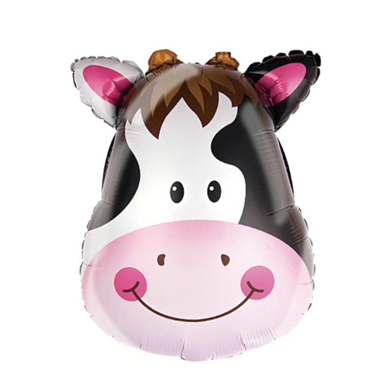 Balon din Folie Metalizata, Flippy, Mini Figurine Animalute, Model Vacuta, Tematica Aniversare, 45x40 cm, Ambalaj Individual, Pai Inclus, Umflare cu Aer sau Heliu, Multicolor [6]