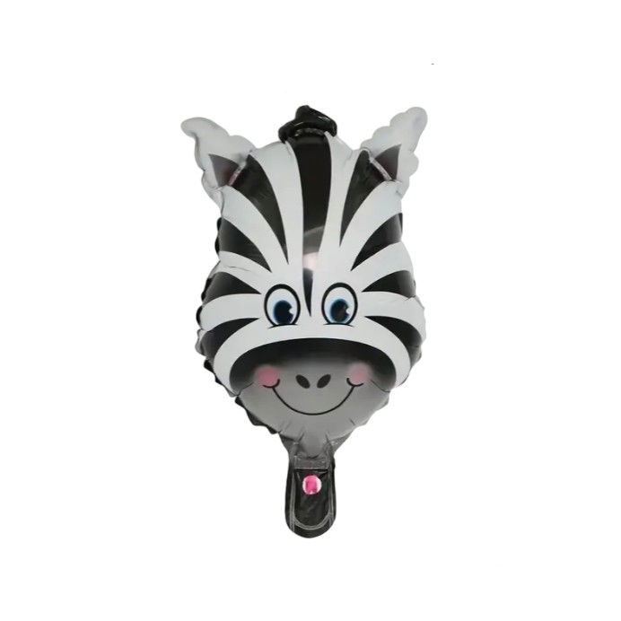Balon din Folie Metalizata, Flippy, Mini Figurine Animalute, Model Zebra, Tematica Aniversare, 25x45 cm, Ambalaj Individual, Pai Inclus, Umflare cu Aer sau Heliu, Multicolor [6]