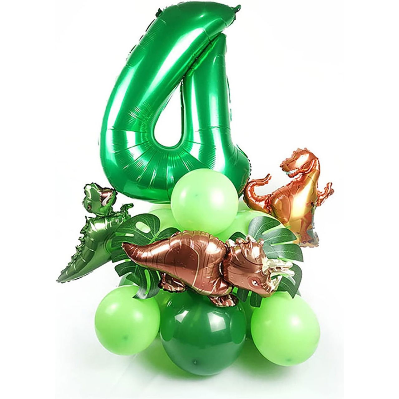 Balon din Folie Metalizata, Flippy, Mini Figurine Dinozauri, Model T-Rex, Tematica Aniversare, 48x34 cm, Ambalaj Individual, Pai Inclus, Umflare cu Aer sau Heliu, Multicolor [5]