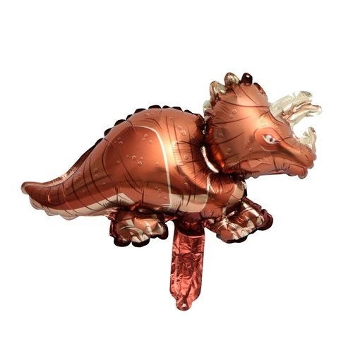 Balon din Folie Metalizata, Flippy, Mini Figurine Dinozauri, Model Triceratops, Tematica Aniversare, 47x32 cm, Ambalaj Individual, Pai Inclus, Umflare cu Aer sau Heliu, Multicolor [2]