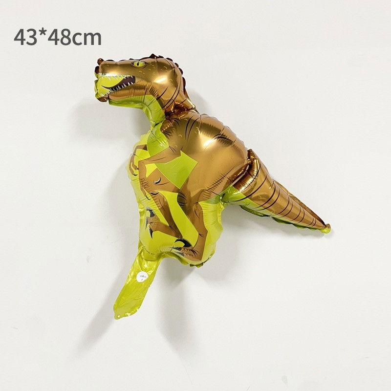 Balon din Folie Metalizata, Flippy, Mini Figurine Dinozauri, Model Velociraptor, Tematica Aniversare, 48x43 cm, Ambalaj Individual, Pai Inclus, Umflare cu Aer sau Heliu, Multicolor [4]