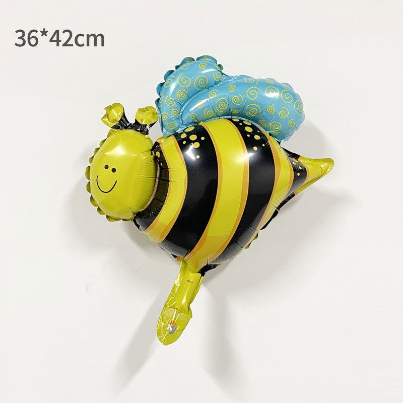 Balon din Folie Metalizata, Flippy, Mini Figurine, Model Albinuță, 36x42cm, Ambalaj Individual, Pai Inclus, Umflare cu Aer sau Heliu, Multicolor [6]