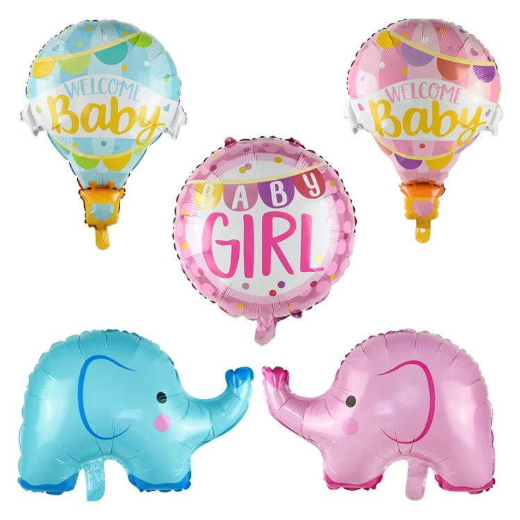 Balon din Folie Metalizata, Flippy, Mini Figurine, Model Balon cu Aer Cald Fetita, Tematica Welcome Baby, 80x62 cm, Ambalaj Individual, Pai Inclus, Umflare cu Aer sau Heliu, Roz [4]