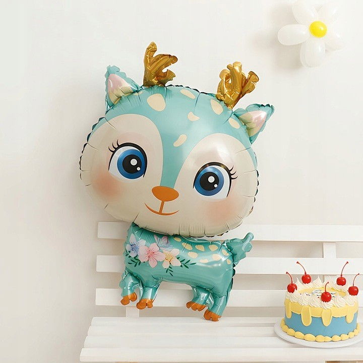 Balon din Folie Metalizata, Flippy, Mini Figurine, Model Cerb, Tematica Aniversare, 49x74.5 cm, Ambalaj Individual, Pai Inclus, Umflare cu Aer sau Heliu, Albastru [11]