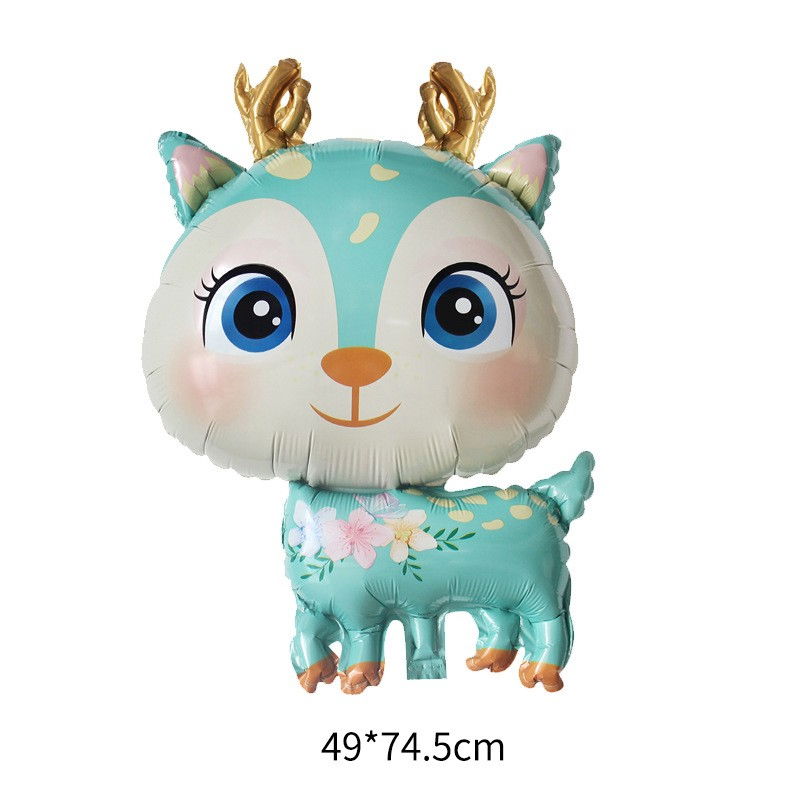 Balon din Folie Metalizata, Flippy, Mini Figurine, Model Cerb, Tematica Aniversare, 49x74.5 cm, Ambalaj Individual, Pai Inclus, Umflare cu Aer sau Heliu, Albastru [12]