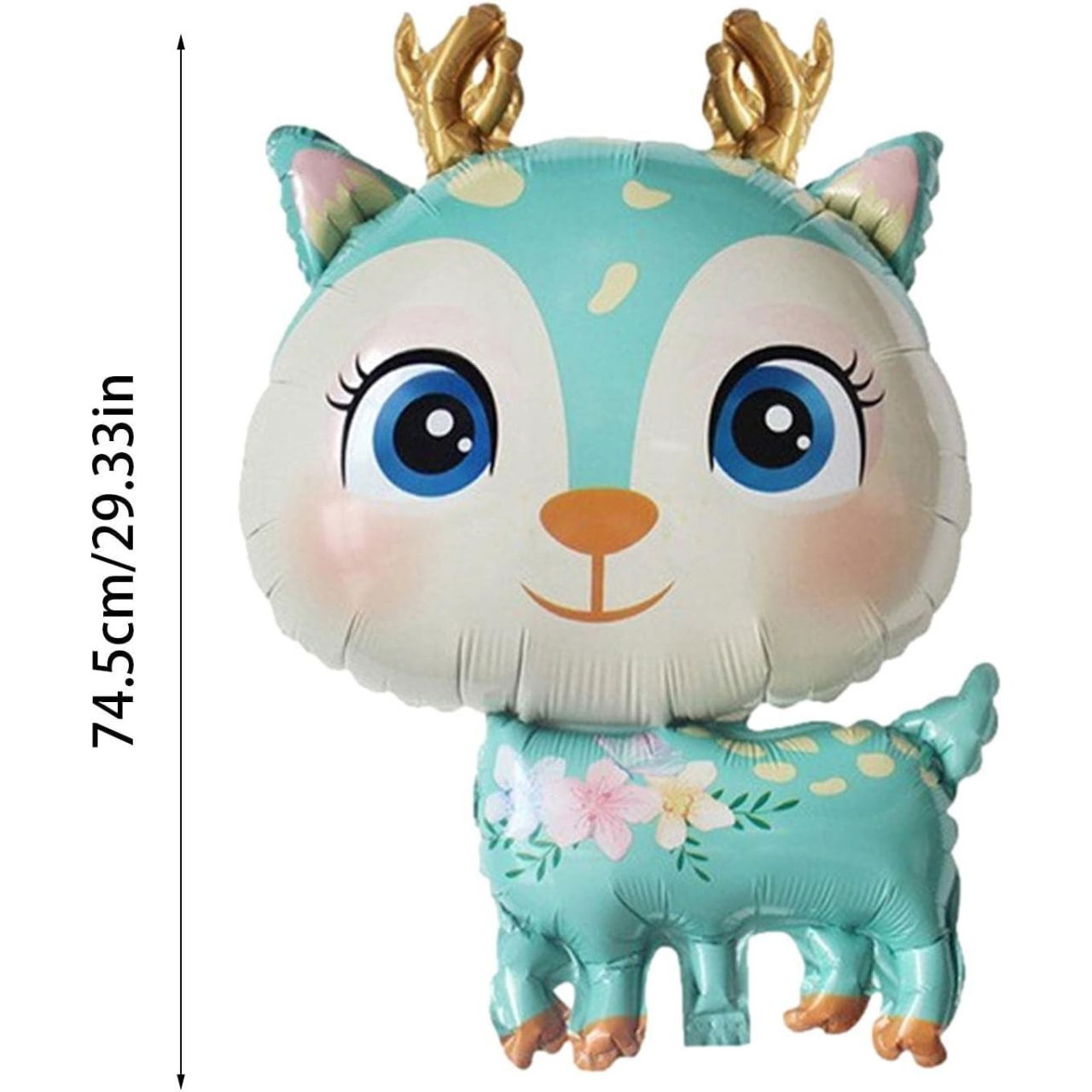 Balon din Folie Metalizata, Flippy, Mini Figurine, Model Cerb, Tematica Aniversare, 49x74.5 cm, Ambalaj Individual, Pai Inclus, Umflare cu Aer sau Heliu, Albastru [8]