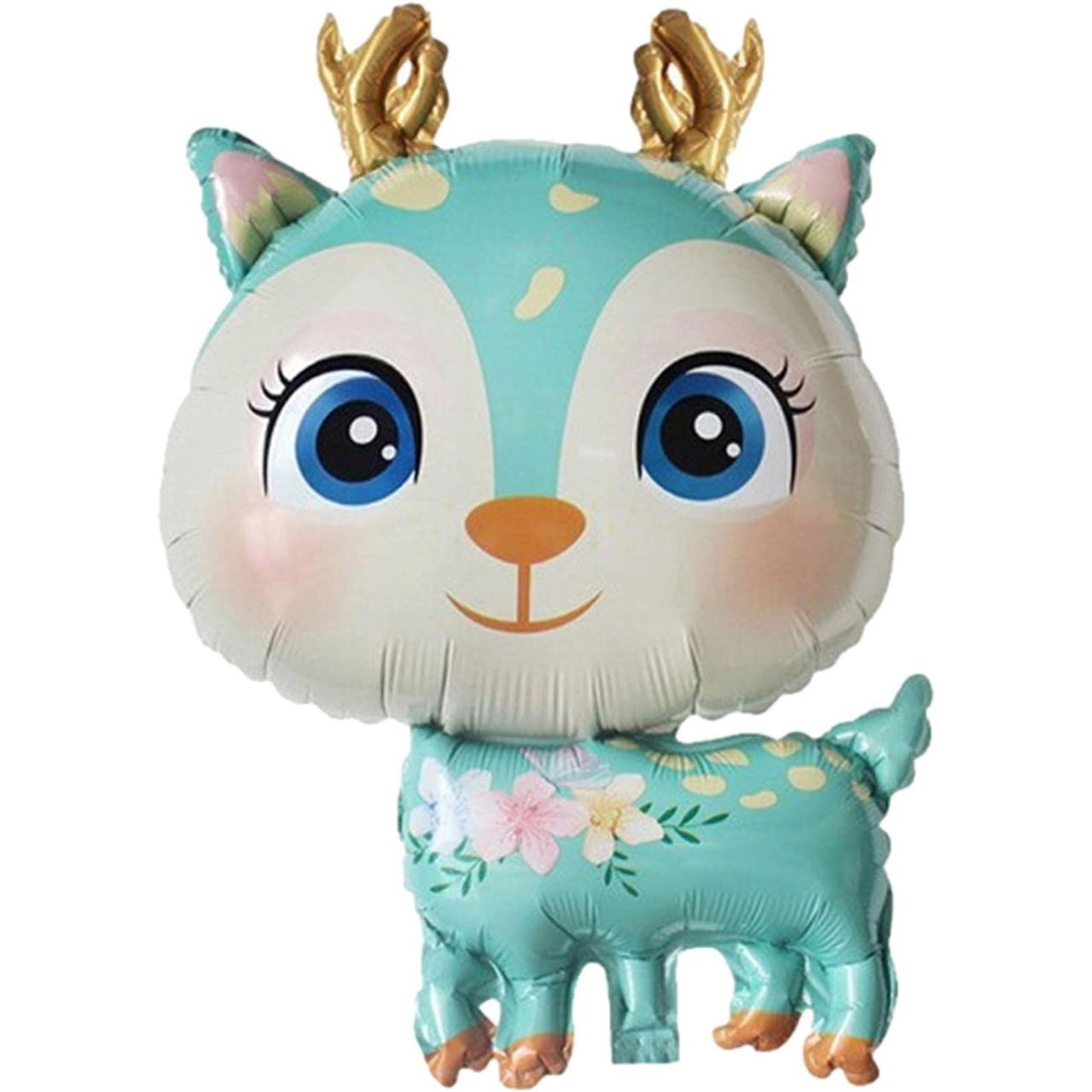 Balon din Folie Metalizata, Flippy, Mini Figurine, Model Cerb, Tematica Aniversare, 49x74.5 cm, Ambalaj Individual, Pai Inclus, Umflare cu Aer sau Heliu, Albastru [3]