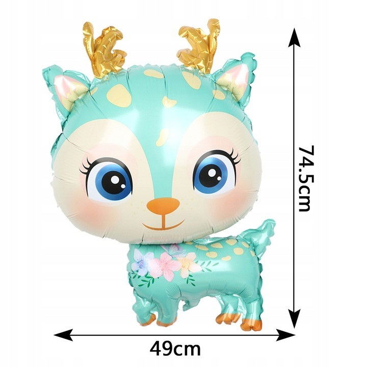 Balon din Folie Metalizata, Flippy, Mini Figurine, Model Cerb, Tematica Aniversare, 49x74.5 cm, Ambalaj Individual, Pai Inclus, Umflare cu Aer sau Heliu, Albastru [10]