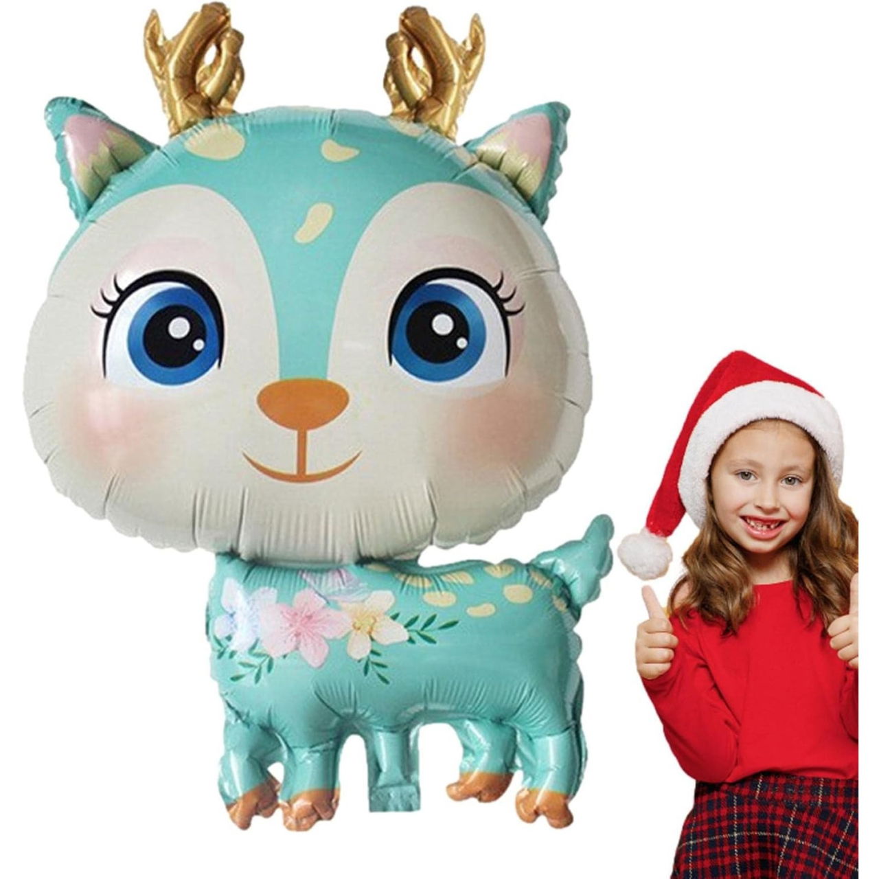 Balon din Folie Metalizata, Flippy, Mini Figurine, Model Cerb, Tematica Aniversare, 49x74.5 cm, Ambalaj Individual, Pai Inclus, Umflare cu Aer sau Heliu, Albastru [7]