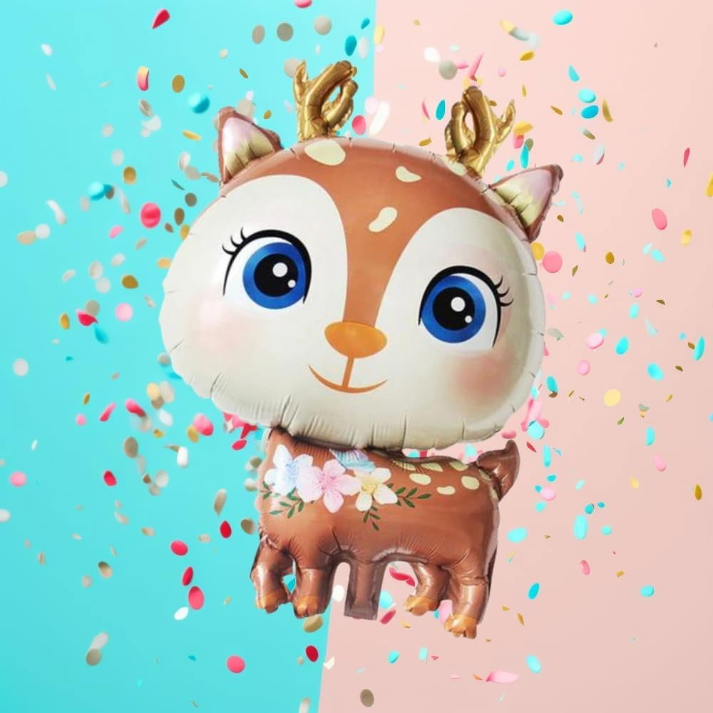 Balon din Folie Metalizata, Flippy, Mini Figurine, Model Cerb, Tematica Aniversare, 49x74.5 cm, Ambalaj Individual, Pai Inclus, Umflare cu Aer sau Heliu, Maro [2]