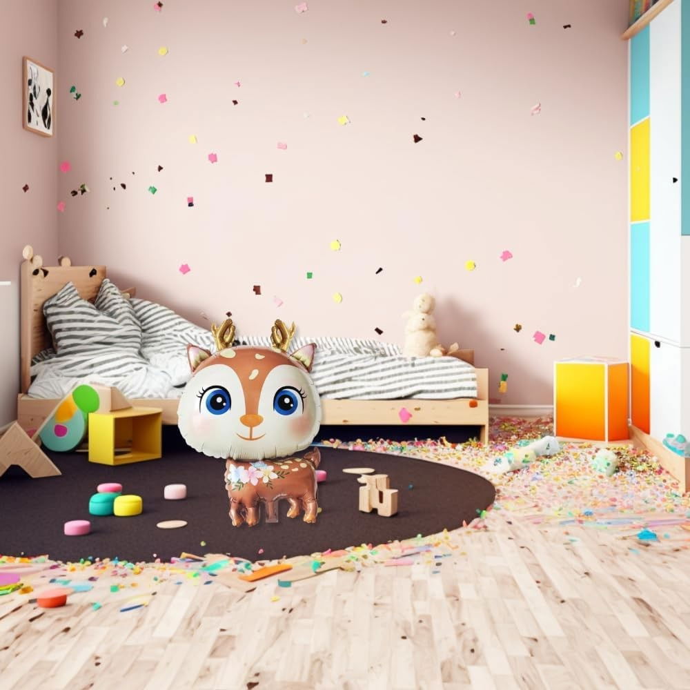Balon din Folie Metalizata, Flippy, Mini Figurine, Model Cerb, Tematica Aniversare, 49x74.5 cm, Ambalaj Individual, Pai Inclus, Umflare cu Aer sau Heliu, Maro [3]