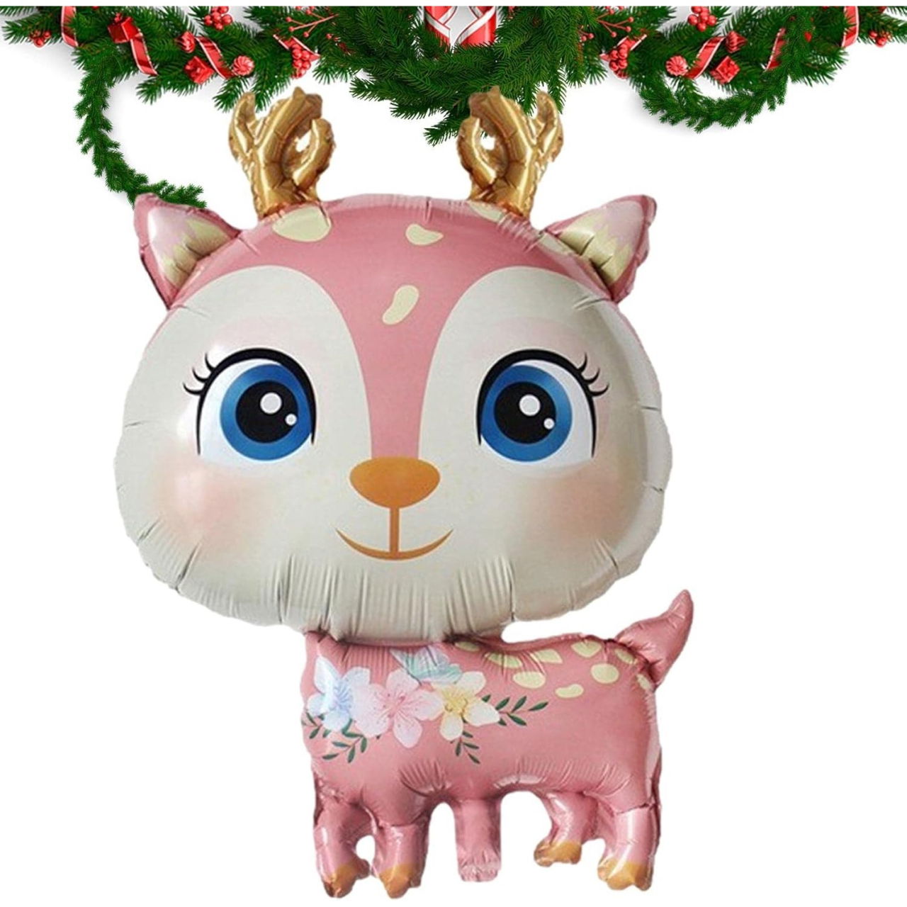 Balon din Folie Metalizata, Flippy, Mini Figurine, Model Cerb, Tematica Aniversare, 49x74.5 cm, Ambalaj Individual, Pai Inclus, Umflare cu Aer sau Heliu, Roz [4]