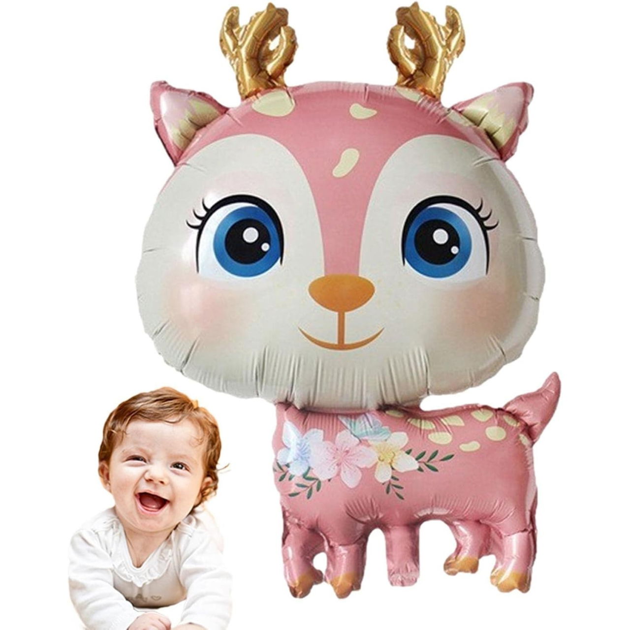 Balon din Folie Metalizata, Flippy, Mini Figurine, Model Cerb, Tematica Aniversare, 49x74.5 cm, Ambalaj Individual, Pai Inclus, Umflare cu Aer sau Heliu, Roz [2]