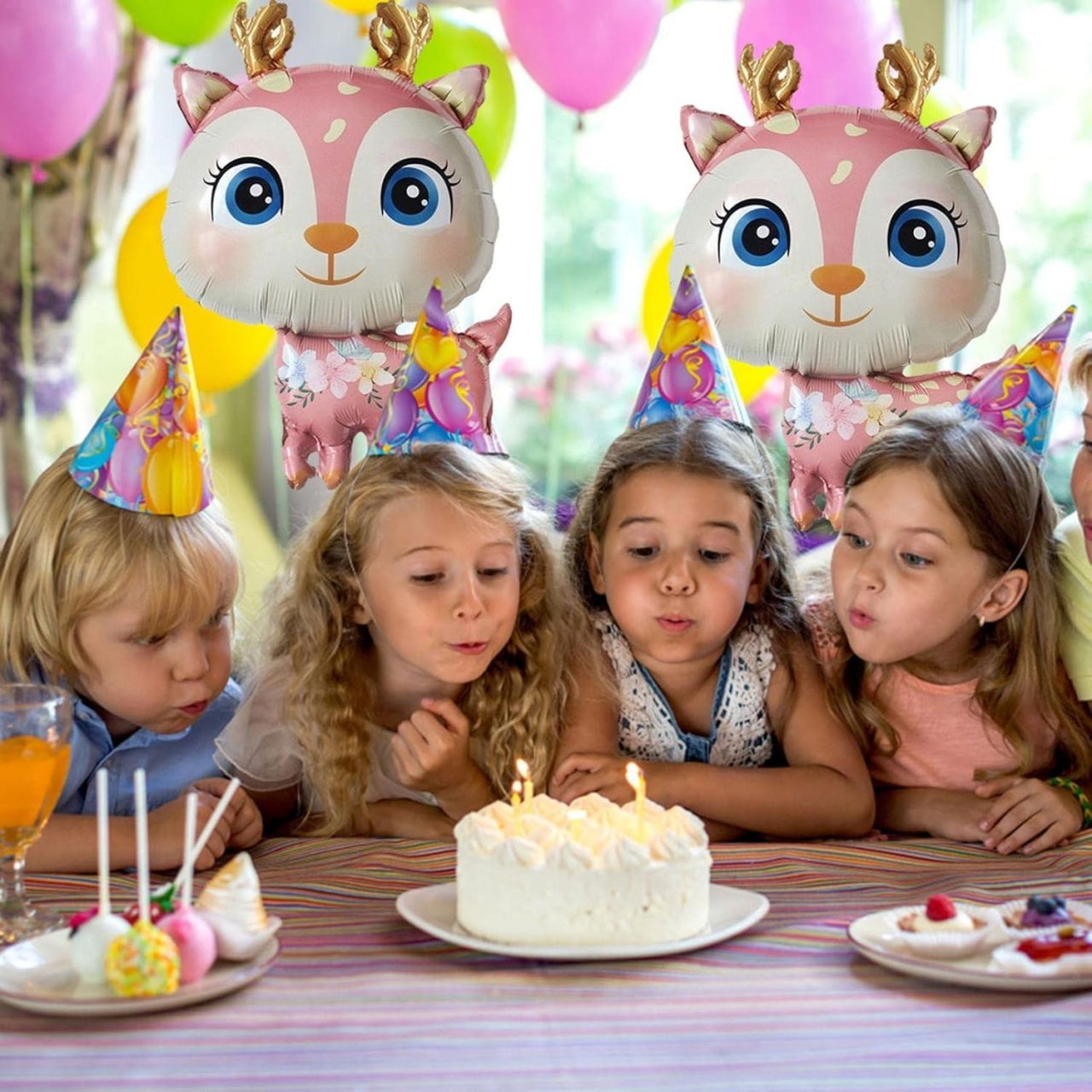 Balon din Folie Metalizata, Flippy, Mini Figurine, Model Cerb, Tematica Aniversare, 49x74.5 cm, Ambalaj Individual, Pai Inclus, Umflare cu Aer sau Heliu, Roz [9]