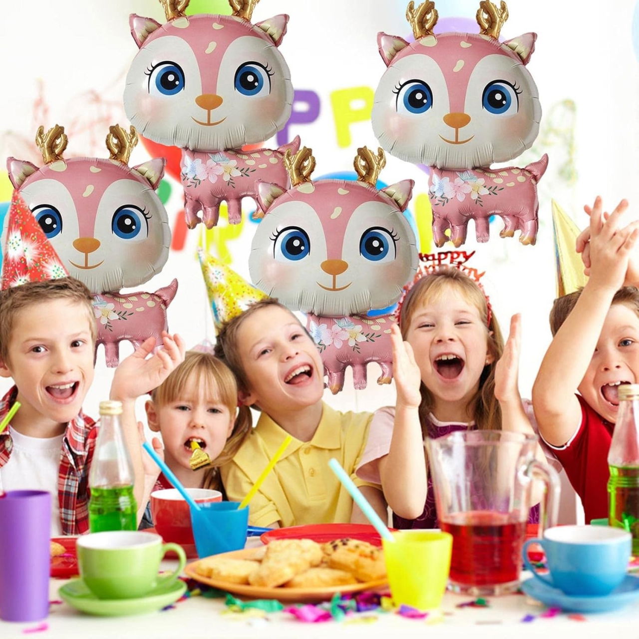 Balon din Folie Metalizata, Flippy, Mini Figurine, Model Cerb, Tematica Aniversare, 49x74.5 cm, Ambalaj Individual, Pai Inclus, Umflare cu Aer sau Heliu, Roz [8]