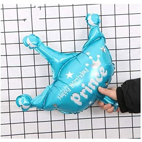 Balon din Folie Metalizata, Flippy, Mini Figurine, Model Coroana de Print, Tematica Aniversare, 42x38 cm, Ambalaj Individual, Pai Inclus, Umflare cu Aer sau Heliu, Albastru [3]