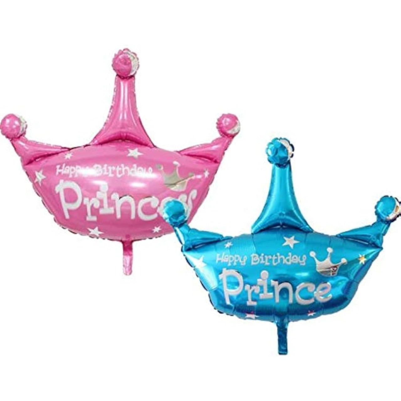 Balon din Folie Metalizata, Flippy, Mini Figurine, Model Coroana de Print, Tematica Aniversare, 42x38 cm, Ambalaj Individual, Pai Inclus, Umflare cu Aer sau Heliu, Albastru [4]