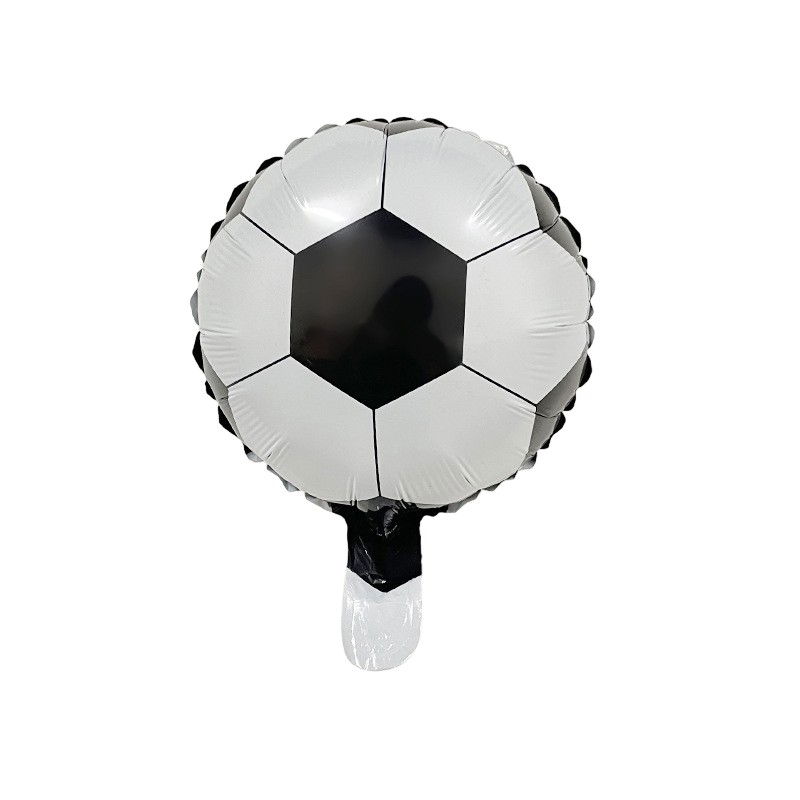 Balon din Folie Metalizata, Flippy, Mini Figurine, Model Minge de Fotbal, Tematica Aniversare, 30x24 cm, Ambalaj Individual, Pai Inclus, Umflare cu Aer sau Heliu, Alb-Negru [1]