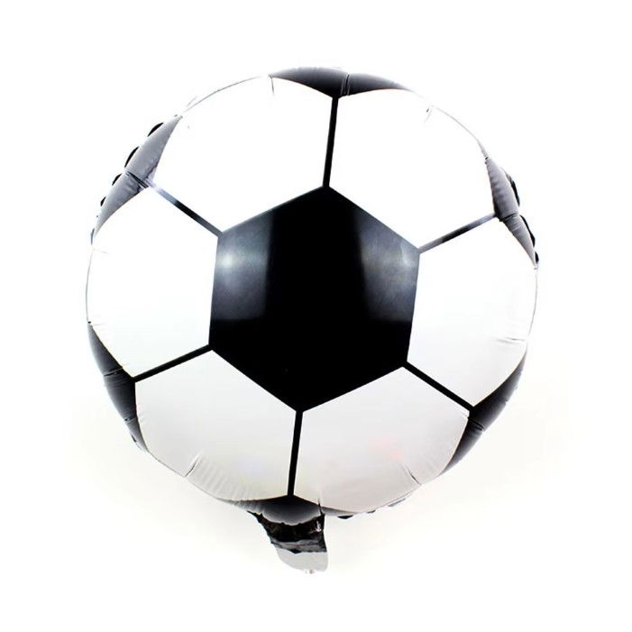 Balon din Folie Metalizata, Flippy, Mini Figurine, Model Minge de Fotbal, Tematica Aniversare, 30x24 cm, Ambalaj Individual, Pai Inclus, Umflare cu Aer sau Heliu, Alb-Negru [4]