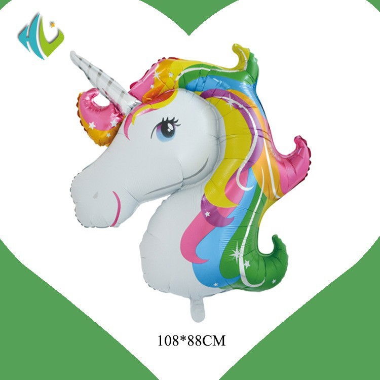 Balon din Folie Metalizata, Flippy, Mini Figurine, Model Unicorn, Tematica Aniversare, 108x88 cm, Ambalaj Individual, Pai Inclus, Umflare cu Aer sau Heliu, Multicolor [4]