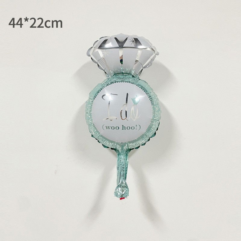 Balon din Folie Metalizata, Flippy, Mini Figurine Nunta, Model Inel de Logodna, Tematica Cerere in Casatorie, 46x23 cm, Ambalaj Individual, Pai Inclus, Umflare cu Aer sau Heliu, Albastru [3]