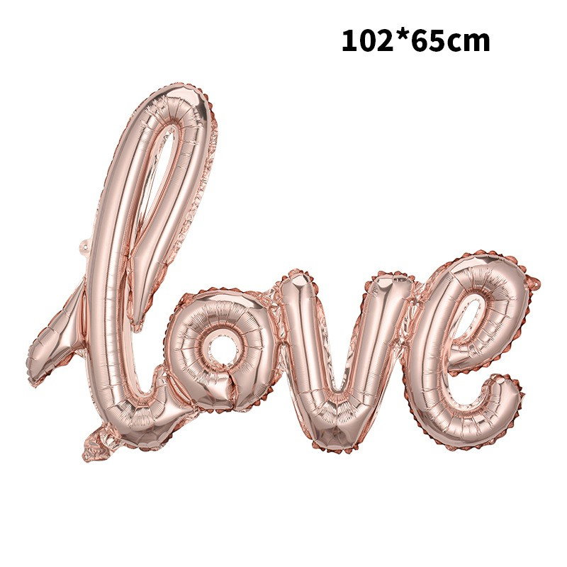 Balon din Folie Metalizata, Flippy, Model Love scris de mana, 102x65 cm, Tematica Ziua Îndrăgostiților, Ambalaj Individual, Pai Inclus, Umflare cu Aer sau Heliu, Rose Gold [6]