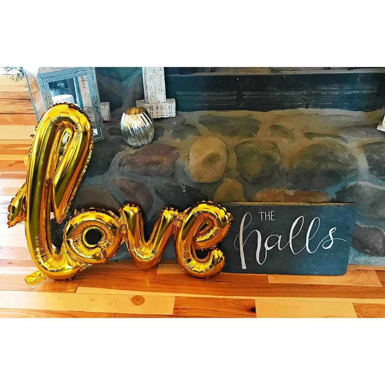 Balon din Folie Metalizata, Flippy, Model Love scris de mana, 102x65 cm, Tematica Ziua Îndrăgostiților, Ambalaj Individual, Pai Inclus, Umflare cu Aer sau Heliu, Auriu [3]