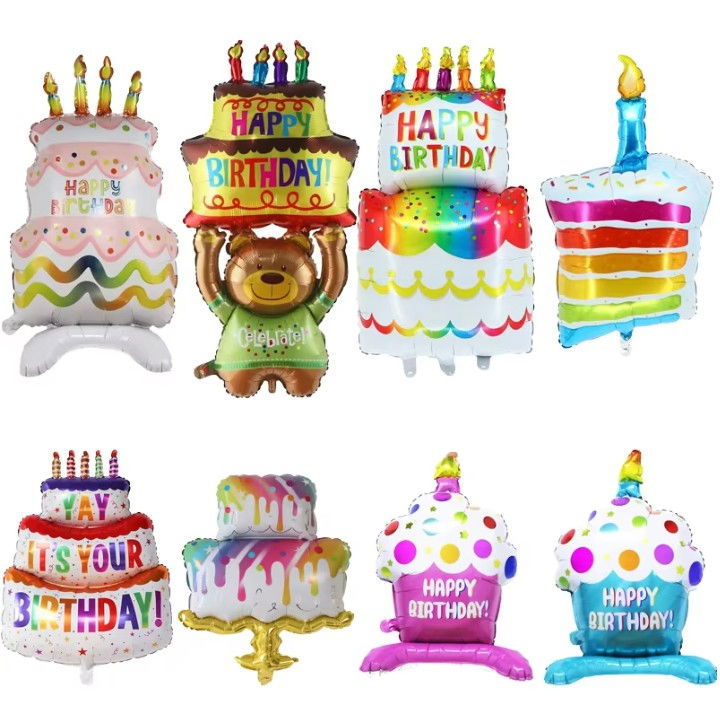 Balon din Folie Metalizata, Flippy, Model Prajitura cu Lumanare, 84x53 cm, Baloane Party, Ambalaj Individual, Pai Inclus, Umflare cu Aer sau Heliu, Multicolor [3]