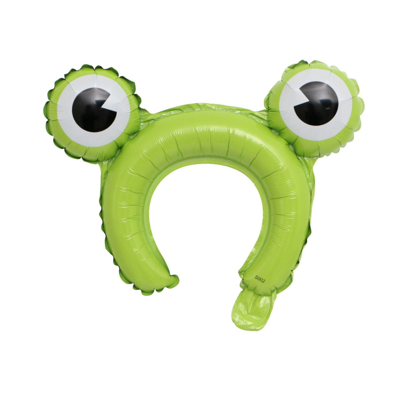 Balon din Folie Metalizata, Flippy, Tip Coronita cu Urechi, Model Broasca, Ambalaj Individual, Pai Inclus, Umflare cu Aer sau Heliu, 28 x 31 cm, Verde [4]