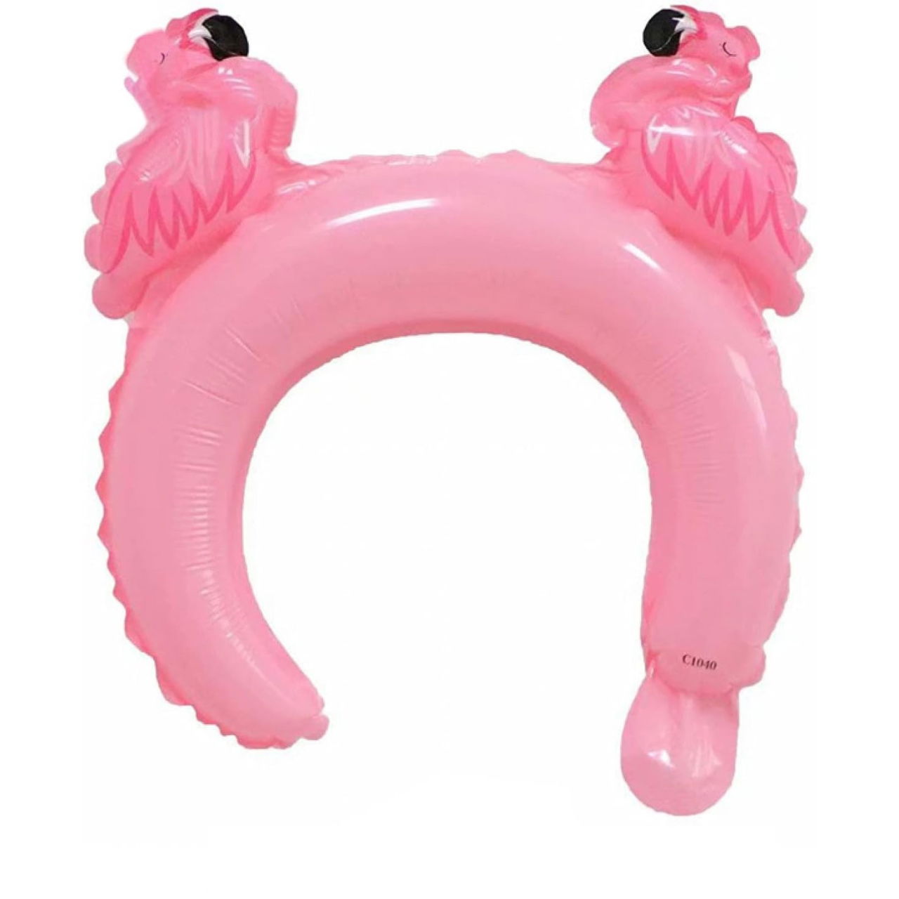 Balon din Folie Metalizata, Flippy, Tip Coronita cu Urechi, Model Flamingo, Ambalaj Individual, Pai Inclus, Umflare cu Aer sau Heliu, 28 x 27 cm, Roz [1]