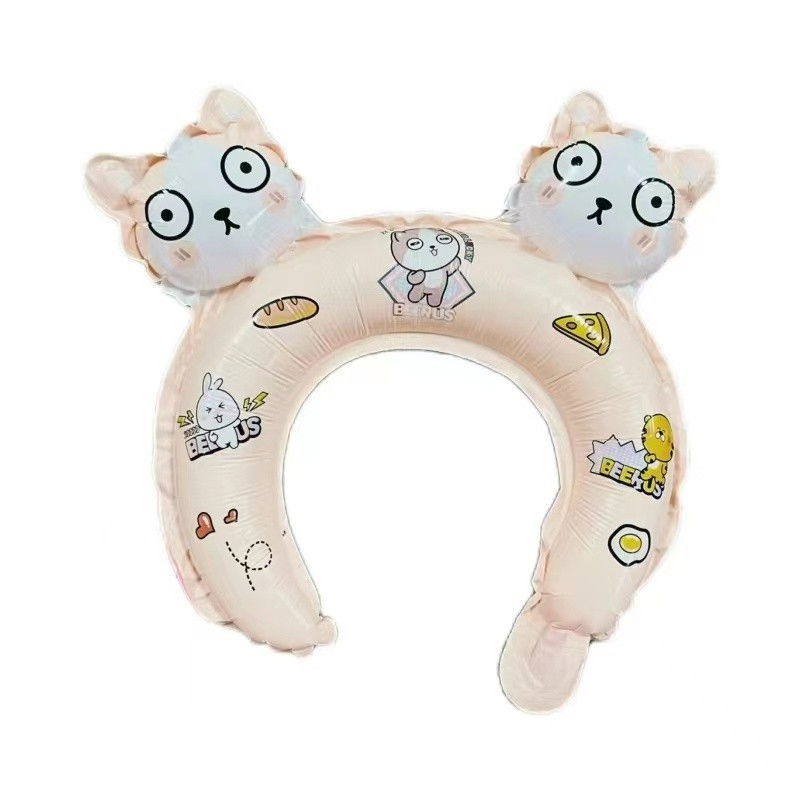 Balon din Folie Metalizata, Flippy, Tip Coronita cu Urechi, Model Hello Kitty, Ambalaj Individual, Pai Inclus, Umflare cu Aer sau Heliu, 30 x 29 cm, Rose [2]