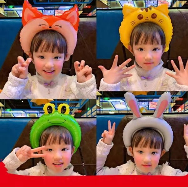 Balon din Folie Metalizata, Flippy, Tip Coronita cu Urechi, Model Vulpe, Ambalaj Individual, Pai Inclus, Umflare cu Aer sau Heliu, 27 x 29 cm, Rosu [6]